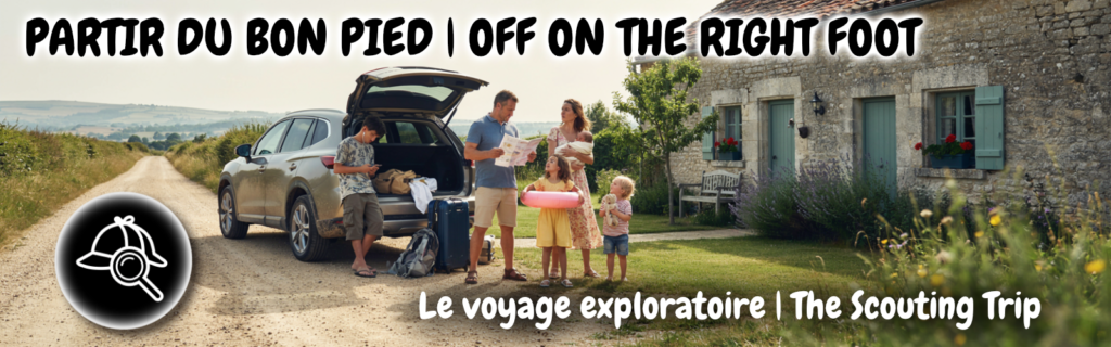 Family outside a remote country house – The Scouting Trip